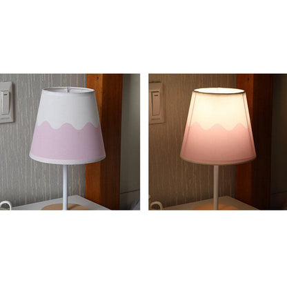 Wood Accent LED Table Lamp with Fabric Shade – USB Powered for Bedroom, Nightstand & Living Room