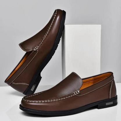Genuine Leather Loafers Men's Dress Slip-On Shoes Handcrafted Italian Style for Business Casual Office Formal Work