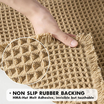 Waffle Weave Bathroom Floor Mat Rapid Drying Slip-Resistant Beige Shower Rug for Modern Homes Plush Comfort