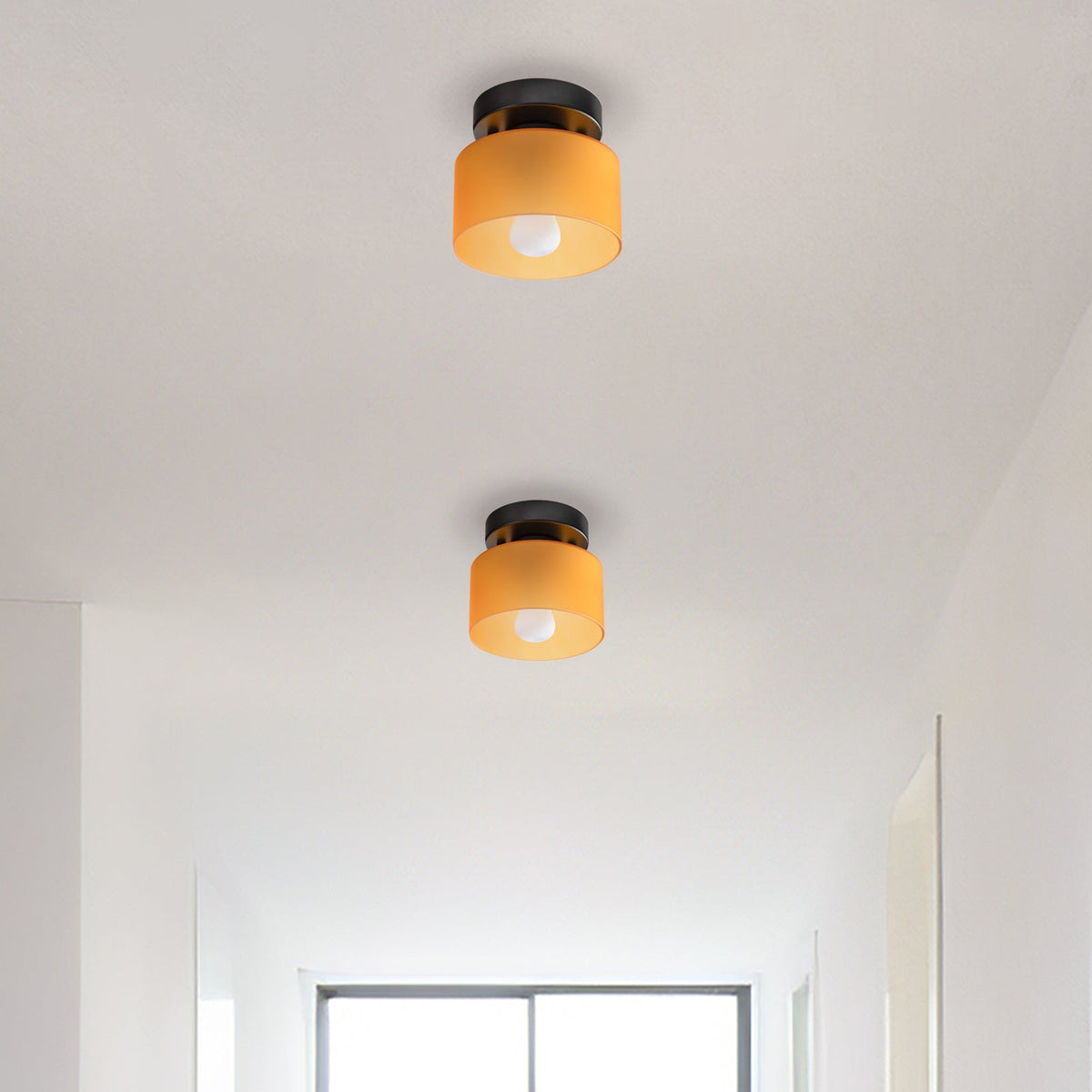 Flush Mount Glass Globe Light with E27 Socket for Entryway Kitchen and Bedroom Lighting