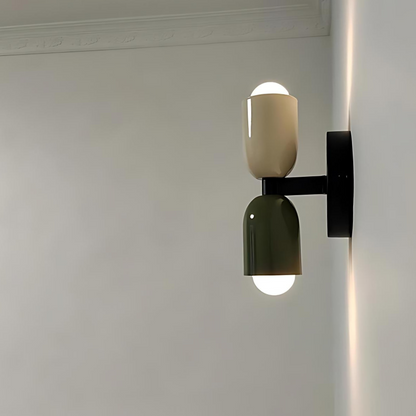 Dual-Socket Iron Sconce Warm Glow 4.7-Inch Cream E27 Fixture Compact Entry Bedroom Hallway Ambient Uplighting Living Room Corridor