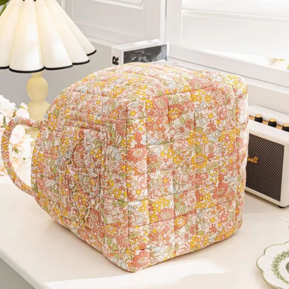 Fabric Storage Bin with Botanical Print – Collapsible Organizer for Closet, Shelf & Dresser – Lightweight Canvas Cube for Shoes, Linens &
