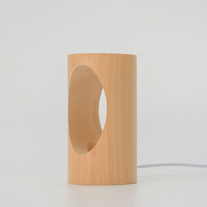 Wooden Column LED Desk Lamp with USB Power, Warm White Light for Bedroom & Office, Modern Japanese-Style Accent Light