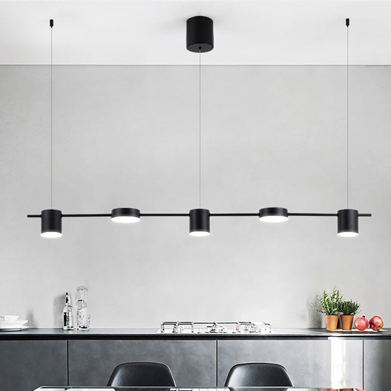 Linear Multi-Light Ceiling Fixture with Adjustable Drop – Aluminum Spotlight Bar in Matte & Metallic Two-Tone – LED Task Lighting for Island
