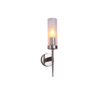 Textured Glass Wall Sconce with Steel Frame - Dimmable E27 Socket - 16 inch Height - Modern Art Deco Fixture for Hallways Bedrooms Living Sp