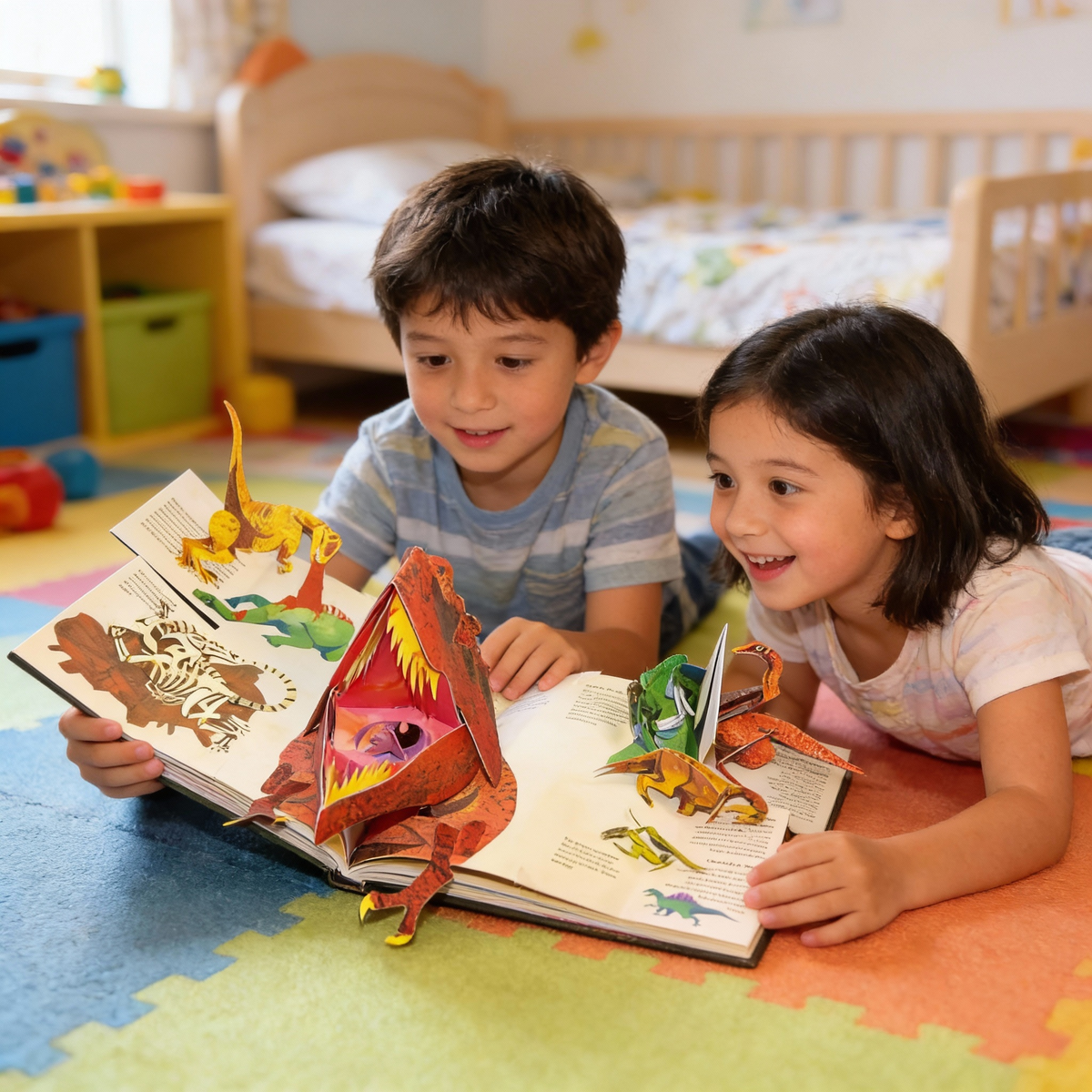 3D Dinosaur Storybook for Kids Interactive Learning Adventure Hands-On Reading Preschool Gift Educational Play Activity