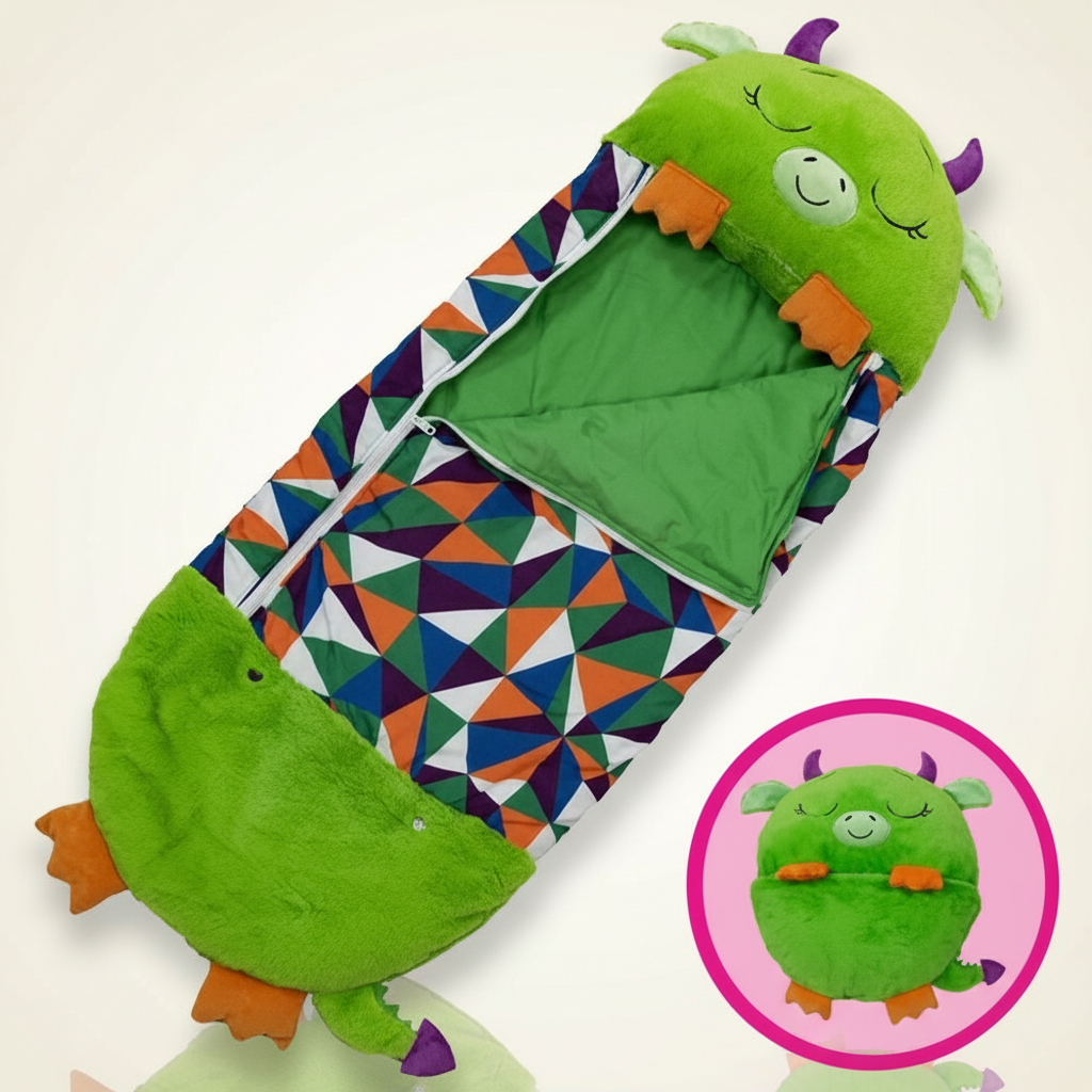 Kids' Convertible Sleeping Bag with Pillow Function in Adorable Animal Character Designs for Sleepovers Travel Nap Time Daycare Home Use Lig