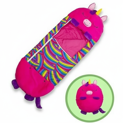Kids' Convertible Sleeping Bag with Pillow Function in Adorable Animal Character Designs for Sleepovers Travel Nap Time Daycare Home Use Lig
