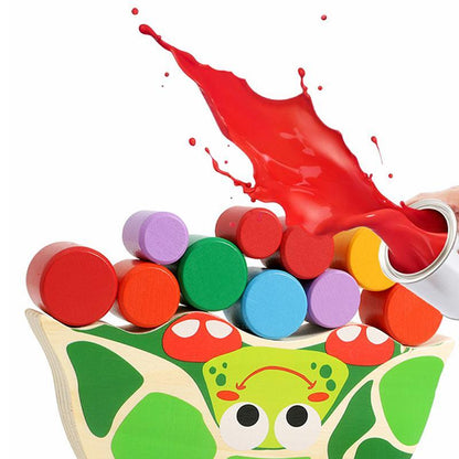 Turtle Stacking Game for Toddlers – Wooden Balance Blocks for Hand-Eye Coordination & Fine Motor Skills Ages 3+