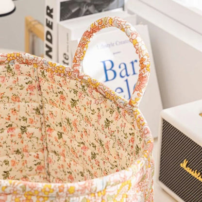 BloomNest – Vintage Floral Storage Basket
