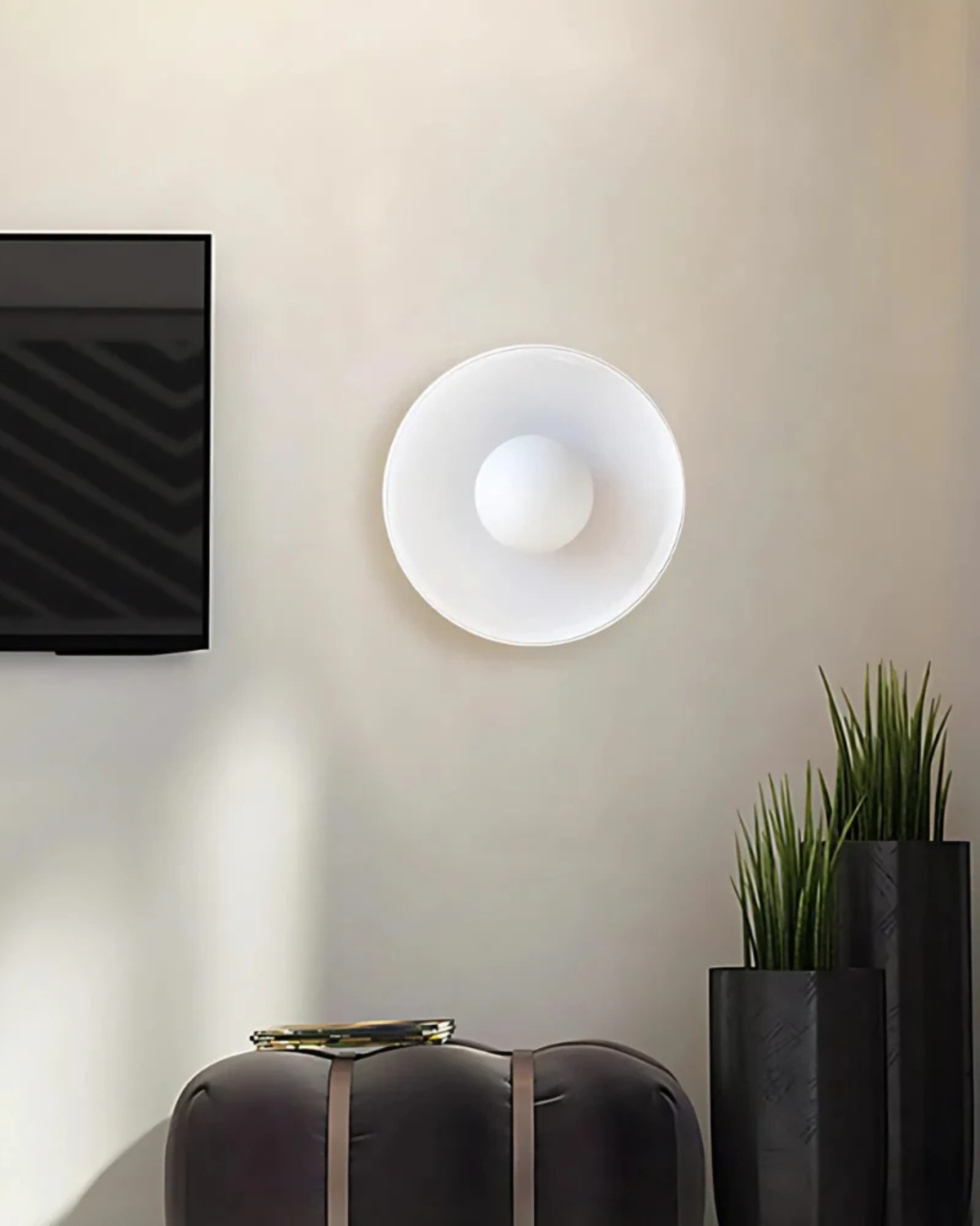 Flush Mount Ceiling Light with Glass Shade and Metal Frame for Living Room, Bedroom, Hallway – Round Overhead Fixture with Warm White Glow
