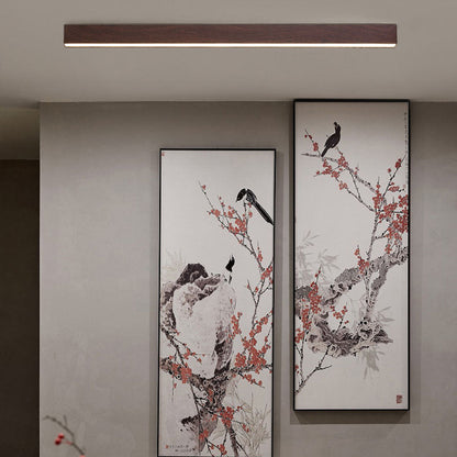 Hardwired Linear LED Ceiling Light with Natural Aluminum Frame & Acrylic Diffuser for Living Room, Bedroom & Entryway