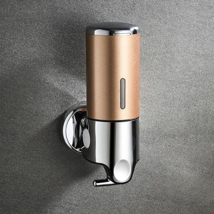 Wall Mount Soap Dispenser with Push Pump - Stainless Steel Liquid Holder for Shampoo, Lotion & Hand Wash in Bathroom, Kitchen, Shower