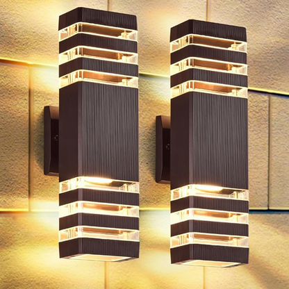 Outdoor Wall Sconce E27 Socket Weatherproof Black Finish Dual-Beam Up-Down Lighting for Entryways Patios Garden Facades Exterior Home