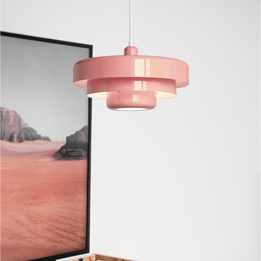 Round Metal Pendant Light 14-Inch Industrial Farmhouse Ceiling Fixture for Kitchen Island Dining Room Bedroom E26 Socket Green Orange