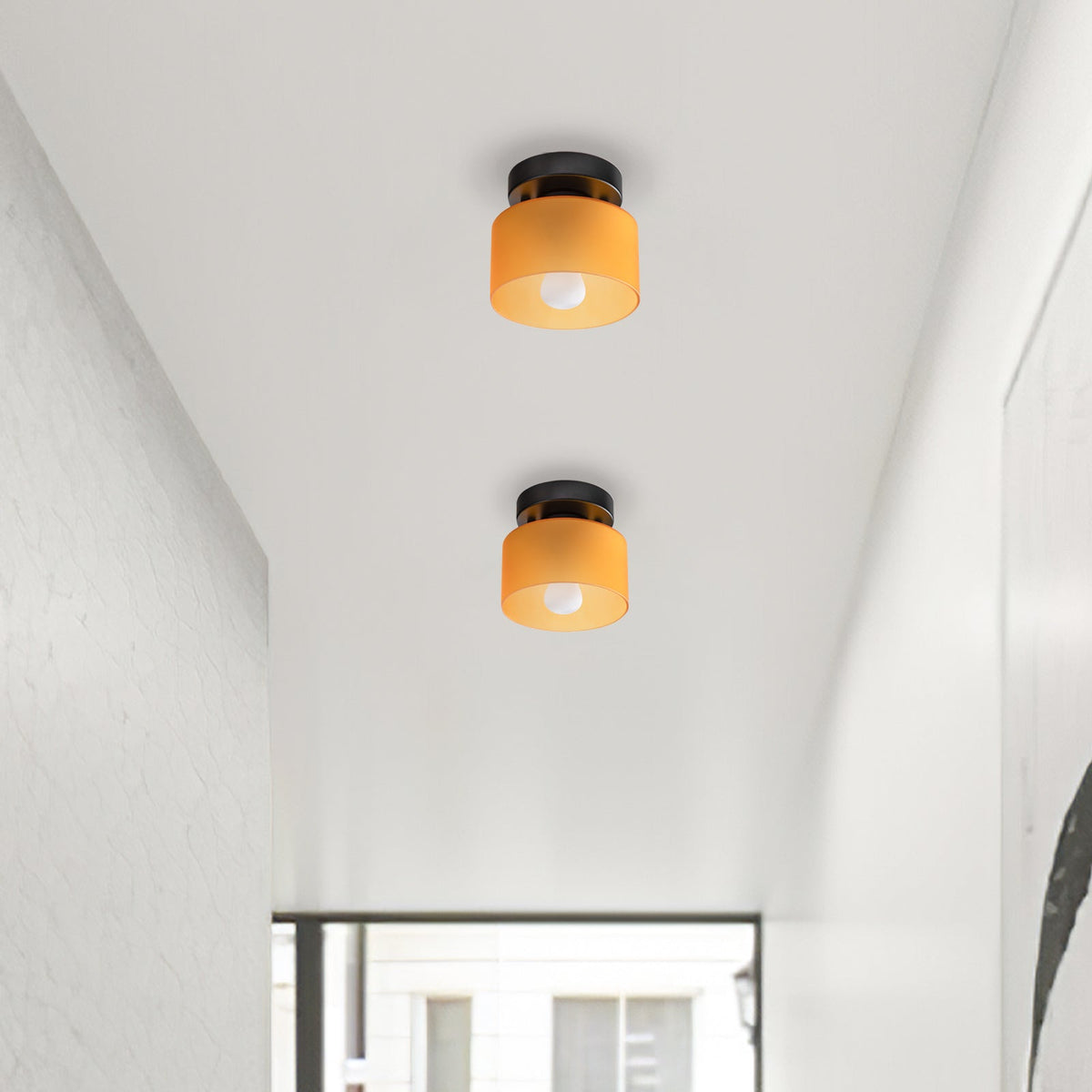 Flush Mount Glass Globe Light with E27 Socket for Entryway Kitchen and Bedroom Lighting