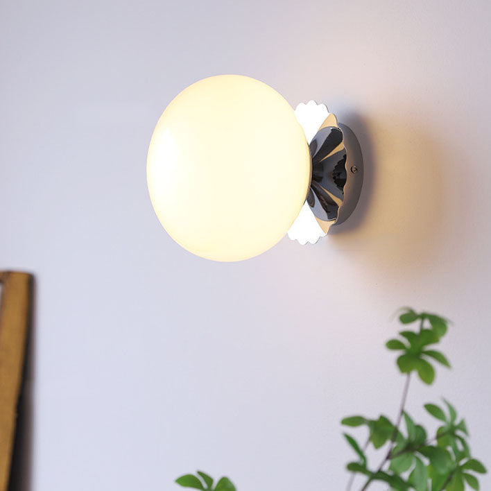 Metal & Glass Sconce Fixture 7 in Pink Beige White E26 Socket for Bedroom Office Hallway Ambient Task Lighting