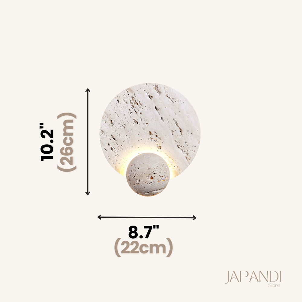 Sculptural Stone Sconce with Eclipse Glow Natural Beige Indirect Lighting for Bedroom Hallway Living Room Organic Minimalist Japandi Decor