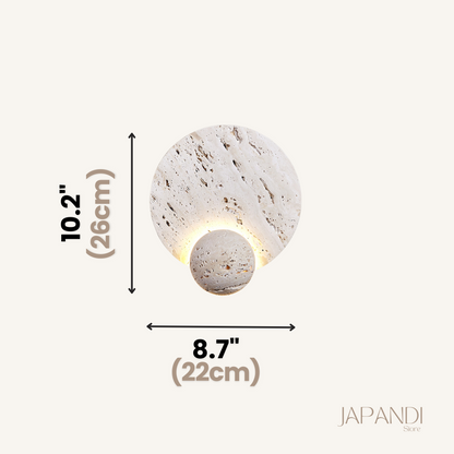 Sculptural Stone Sconce with Eclipse Glow Natural Beige Indirect Lighting for Bedroom Hallway Living Room Organic Minimalist Japandi Decor