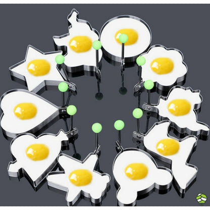 Silicone Breakfast Shaping Rings 10-Piece Set for Eggs Pancakes Omelets Kids Morning Meals Nonstick Easy-Release Kitchen Tools
