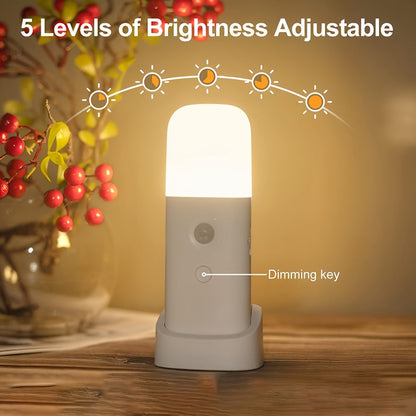 Motion-Activated Rechargeable LED Nightlight 6 in White Cordless Dimmable Sensor Light for Hallways Bedrooms Stairs Kids Rooms Closets Batte