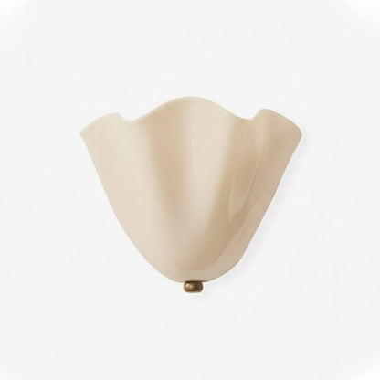Indoor Sconce with Sculptural Glass Shade in Warm Tones – Metal Frame LED-Compatible – Wall-Mounted Accent for Bedrooms Hallways Living Spac