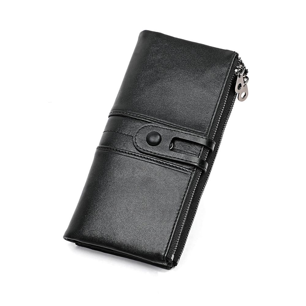 Slim Leather Wallet for Women with Zipper Coin Pocket & Multiple Card Slots | RFID Blocking Compact Bifold Organizer for Everyday Use
