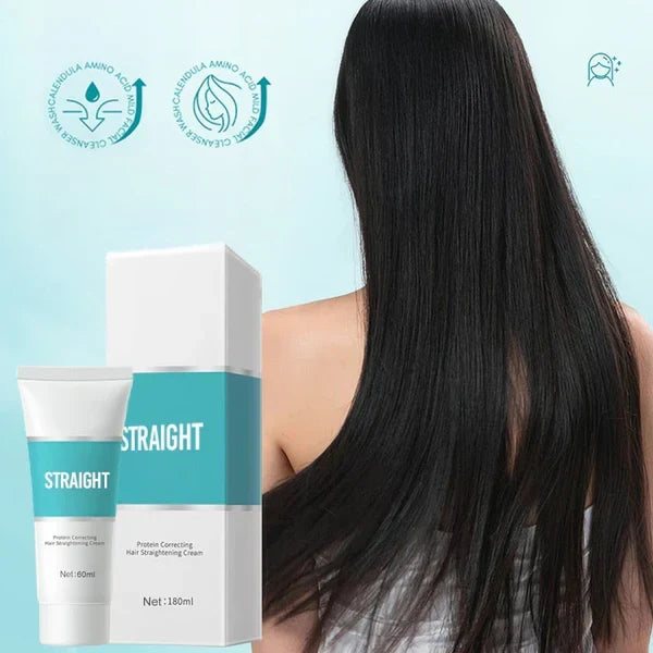 Keratin Smoothing Treatment Cream for Frizzy Curly Hair — Deep Conditioning Mask for Salon-Quality Straightening at Home — Nourishing