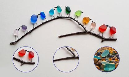 Vibrant Nature-Inspired Wall Art Featuring Recycled Glass Birds
