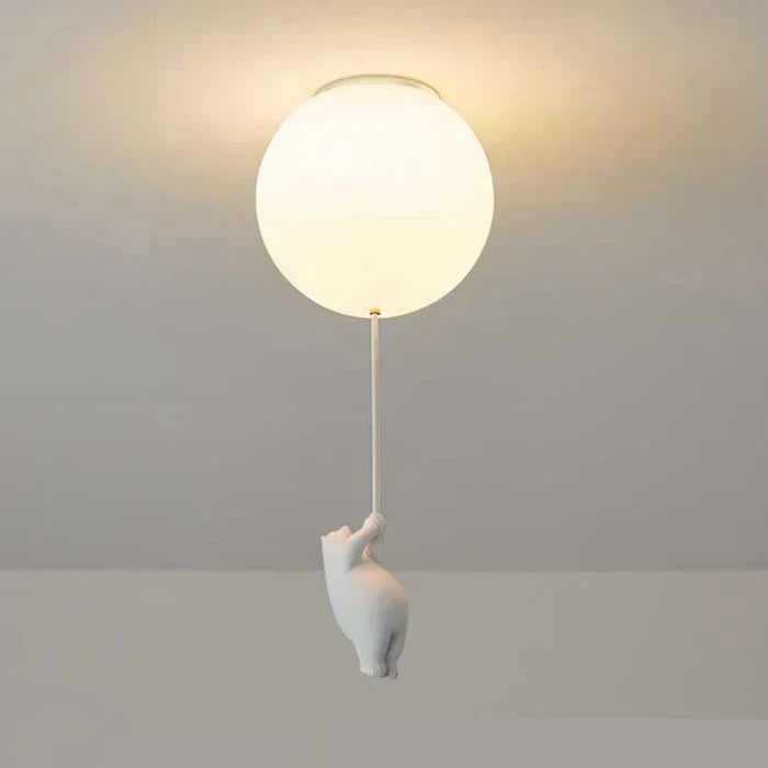 Kids Ceiling Light Nursery Bear Balloon Pendant LED Lamp Bedroom Playroom Decor Warm White Glow Animal Theme Hanging Fixture