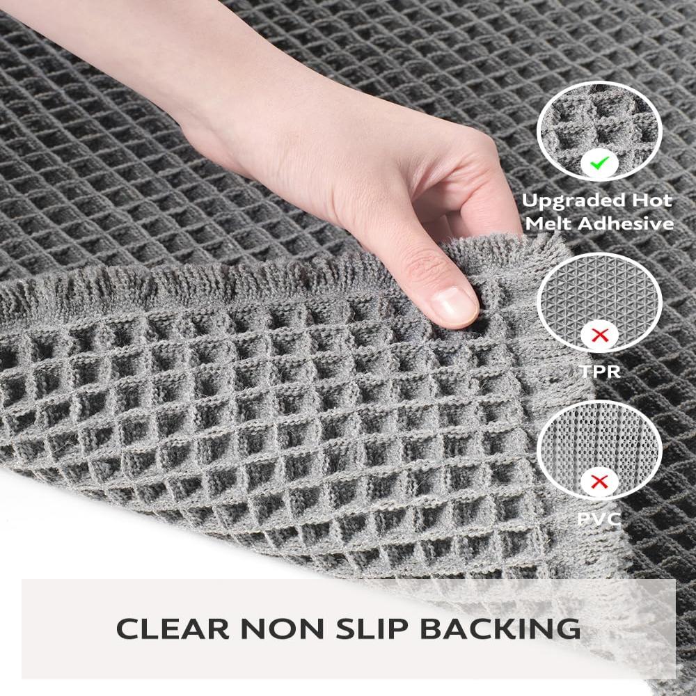 Waffle Weave Bathroom Floor Mat Rapid Drying Slip-Resistant Beige Shower Rug for Modern Homes Plush Comfort
