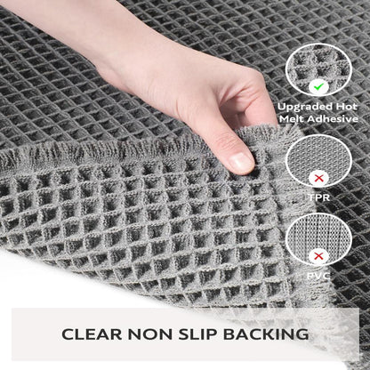 Waffle Weave Bathroom Floor Mat Rapid Drying Slip-Resistant Beige Shower Rug for Modern Homes Plush Comfort