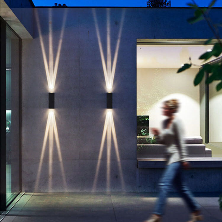Hardwired LED Sconce Black Aluminum 7 in Up & Down Beam Exterior House Fence Porch Entry Modern 10W 110V Warm White Neutral 3000K 4000K 5000