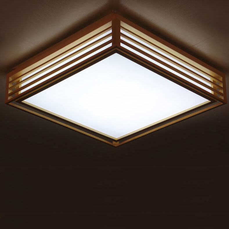 LED Round Ceiling Fixture 14-inch Wood & Acrylic Contemporary Overhead Light for Bedroom Kitchen Bathroom Home Office