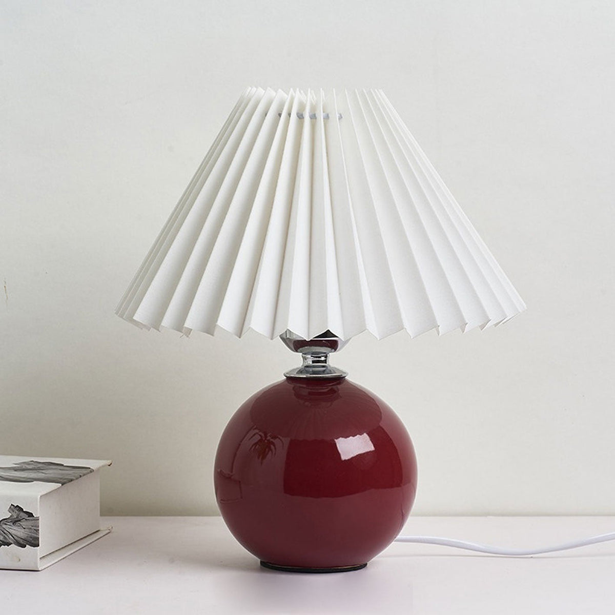 Ceramic Table Lamp with Fabric Shade – Modern Accent Lighting for Bedroom, Living Room & Home Office