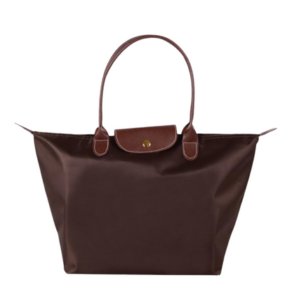 Water-Resistant Nylon Tote Bag with Leather Accents – Spacious Carryall for Work, Travel & Errands