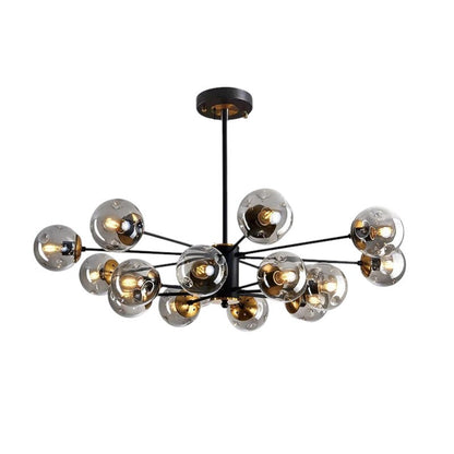 Multi-Globe Iron & Glass Ceiling Fixture – Sculptural Overhead Lighting for Dining Tables & Open Layouts – E26 Bulb Compatible – Modern Mini