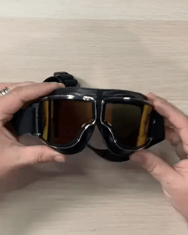 Retro Leather-Padded Motorcycle Goggles for Vintage Riding