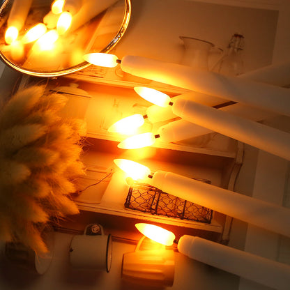 Battery-Powered Flameless Taper Candle with Remote Control & Timer 10.8 Inches White for Dining Room Chandeliers Wedding Centerpieces Mantel
