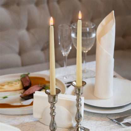 Battery-Powered Flameless Taper Candle with Remote Control & Timer 10.8 Inches White for Dining Room Chandeliers Wedding Centerpieces Mantel