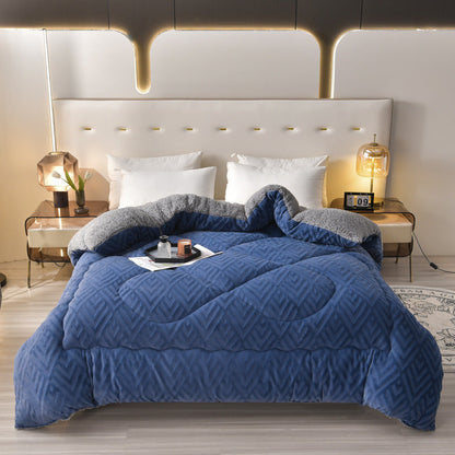 Sherpa Fleece Throw Blanket Quilted Winter Bedspread Soft Plush Heavyweight Comforter for Bed Couch Sofa Twin Full Queen King