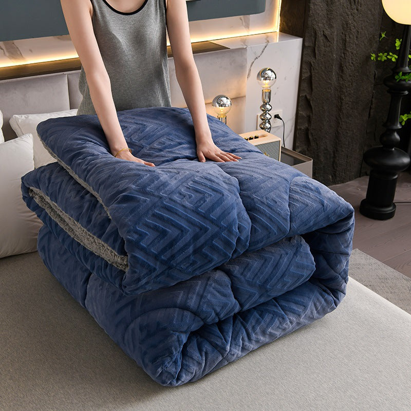 Sherpa Fleece Throw Blanket Quilted Winter Bedspread Soft Plush Heavyweight Comforter for Bed Couch Sofa Twin Full Queen King