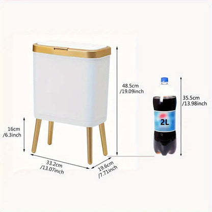 4-Gallon Pedestal Trash Can with Odor-Sealing Flip Lid – Slim Rectangular Waste Basket on Legs for Kitchen, Bathroom, Bedroom – Modern