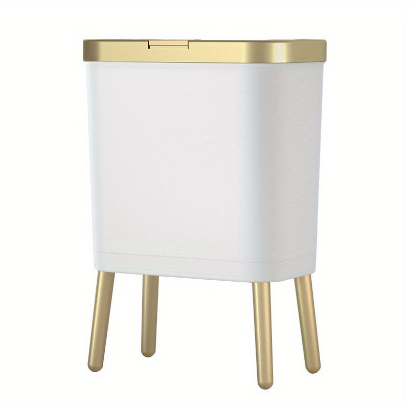 4-Gallon Pedestal Trash Can with Odor-Sealing Flip Lid – Slim Rectangular Waste Basket on Legs for Kitchen, Bathroom, Bedroom – Modern