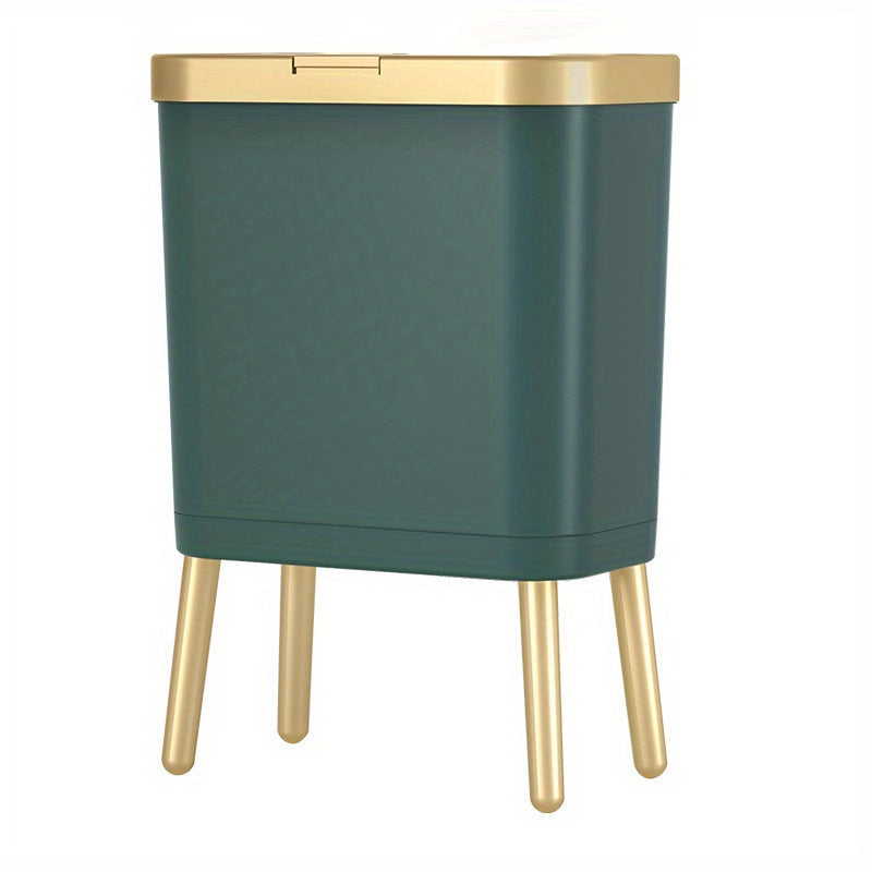 4-Gallon Pedestal Trash Can with Odor-Sealing Flip Lid – Slim Rectangular Waste Basket on Legs for Kitchen, Bathroom, Bedroom – Modern