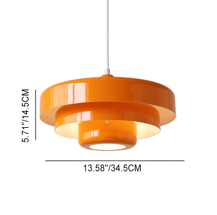 Hanging Ceiling Fixture 1-Socket Metal Shade Round Tiered Design Hardwired for Dining Room Kitchen Island Bar