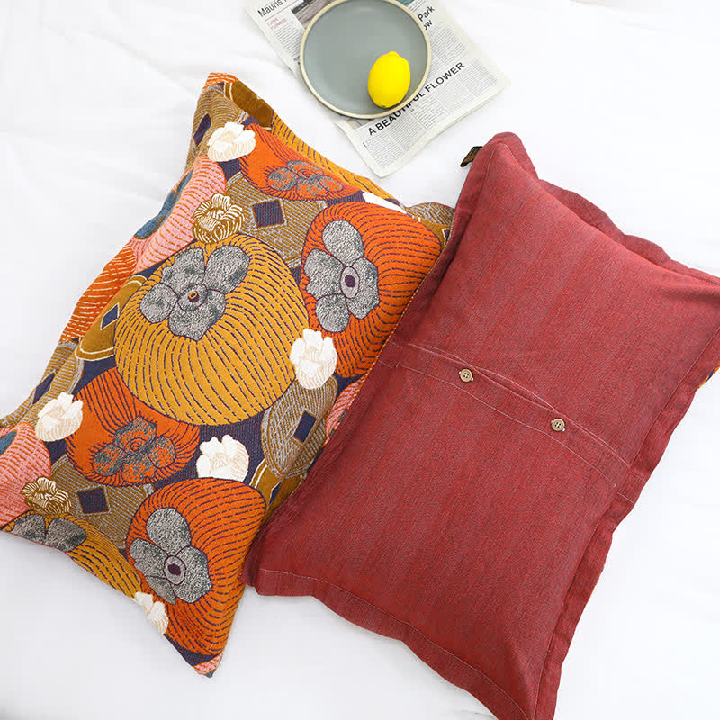 Reversible Cotton Gauze Quilt with Persimmon Pattern - Lightweight Summer Blanket for Bed, Sofa & Travel - Queen, King & Full Sizes