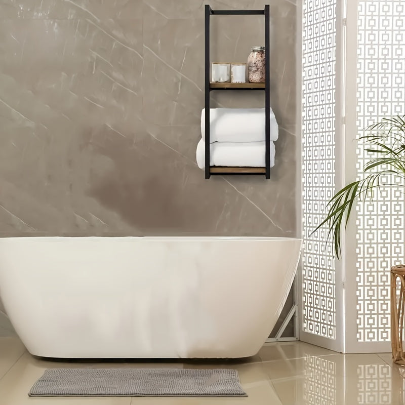 Wall-Mounted Towel Rack with Dual Tiers for Bathroom Organization | Space-Saving Stainless Steel Holder for Bath & Hand Towels