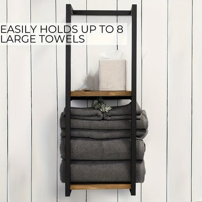 Wall-Mounted Towel Rack with Dual Tiers for Bathroom Organization | Space-Saving Stainless Steel Holder for Bath & Hand Towels