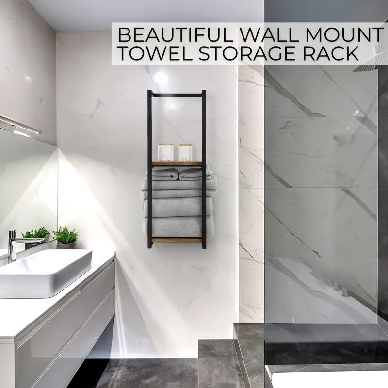 Wall-Mounted Towel Rack with Dual Tiers for Bathroom Organization | Space-Saving Stainless Steel Holder for Bath & Hand Towels